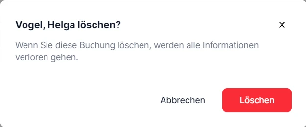 Events Uebersicht Detailansicht Teilnehmer Details Buchung loeschen Dialog
