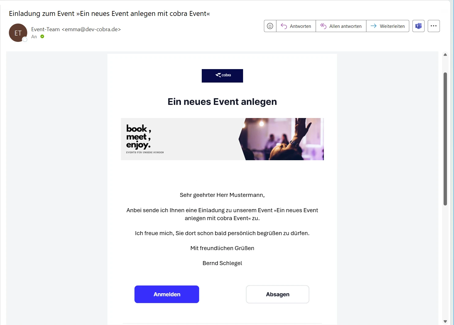 Events Uebersicht Detailansicht Einladungen Beispiel